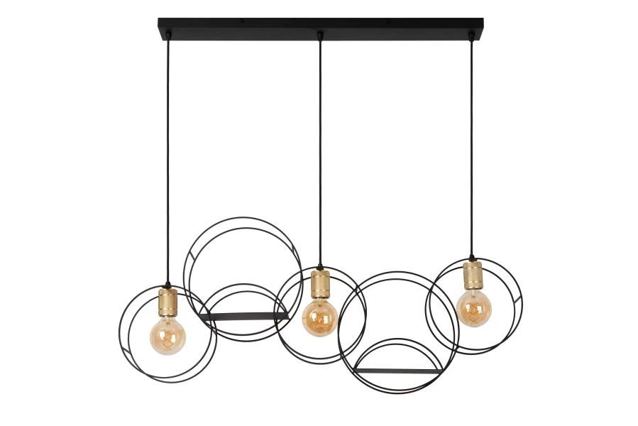Lucide CIRCLE - Hanglamp - 3xE27 - Zwart - uitgezet